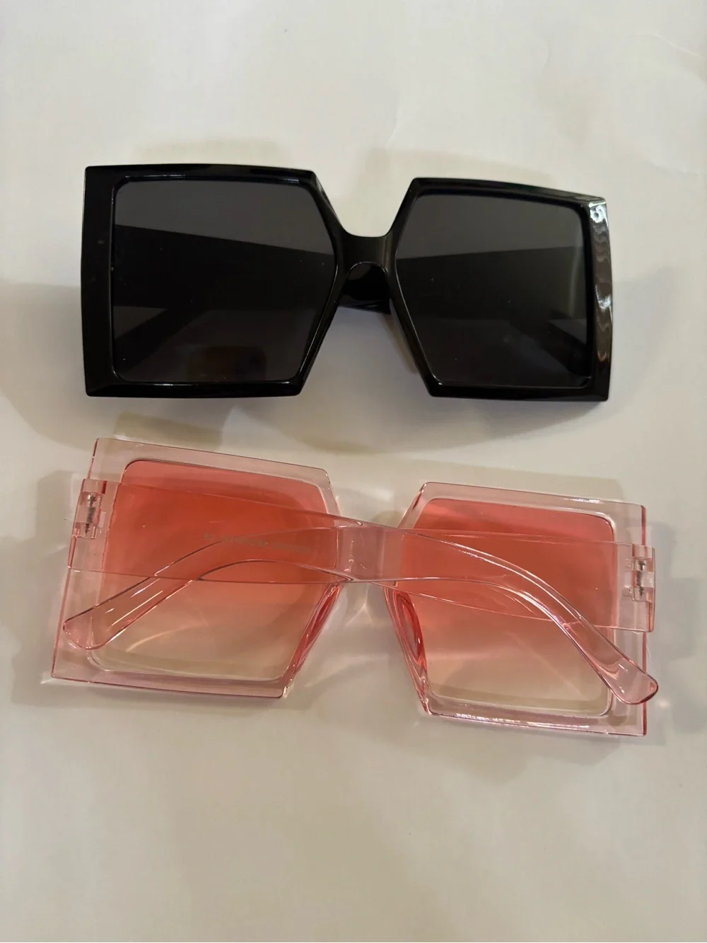 Bold Oversized Square Sunglasses in Black and Pink